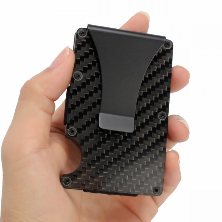 Slim Carbon Fiber Credit Card Holder RFID Blocking Metal Wallet Clip - Dompet Kartu Praktis Terbaik dan Tipis