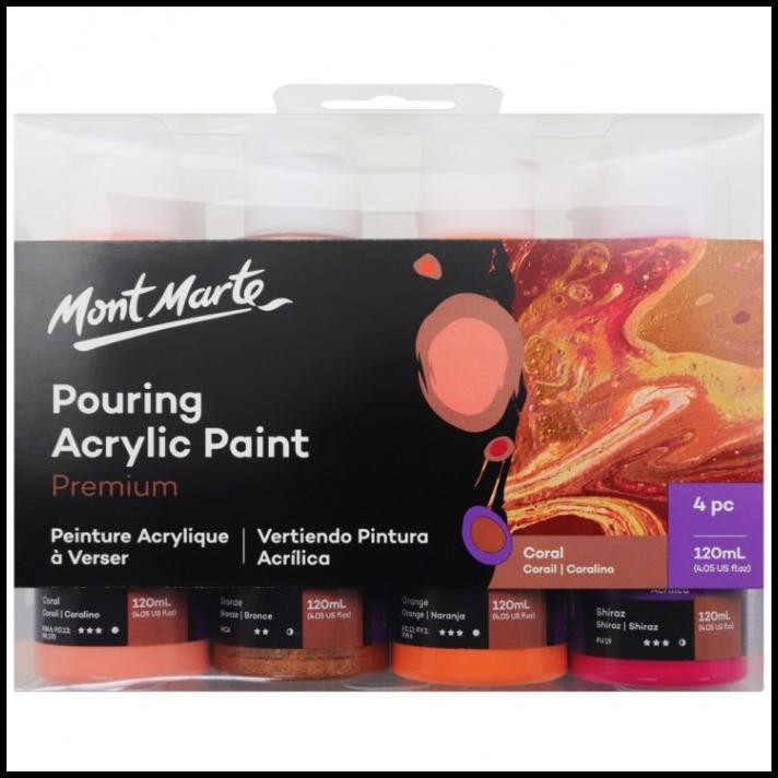 

Best Seller Mont Marte Pouring Acrylic Paint 120 Ml 4 Pcs - Coral