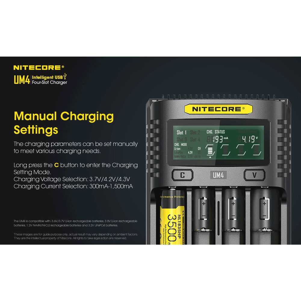 Nitecore Intelligent USB Charger Baterai 4 Slot Li-ion NiMH - UM4-Hitam