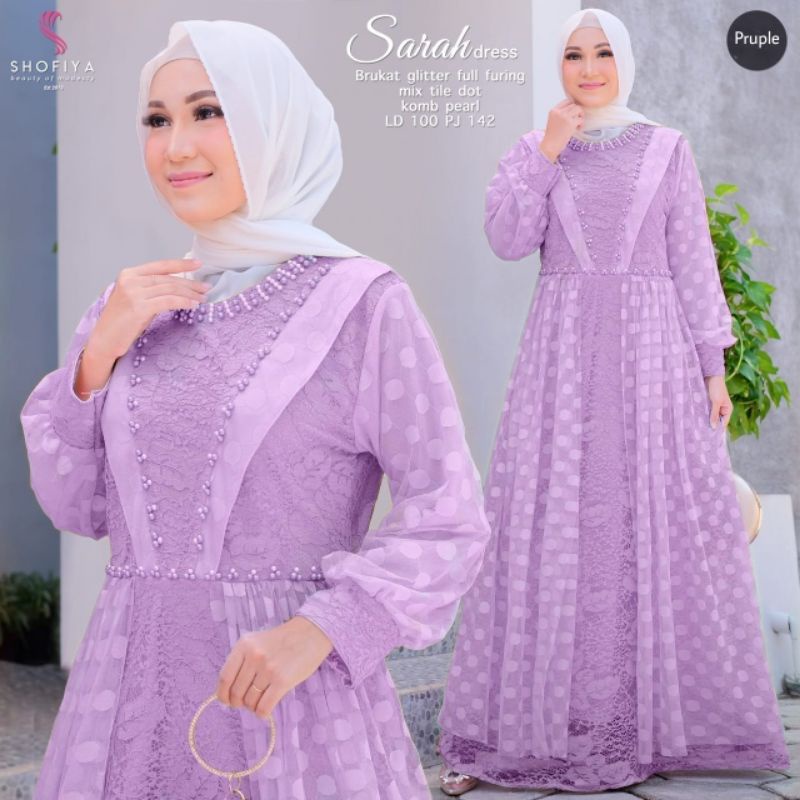 GAMIS MUSLIMAH BROKAT SARAH GOWN MAXY ORI BY SHOFIYA