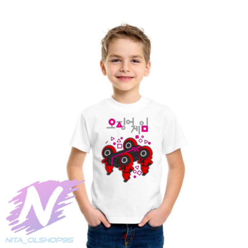 baju anak squid game kaos squid game logo karakter