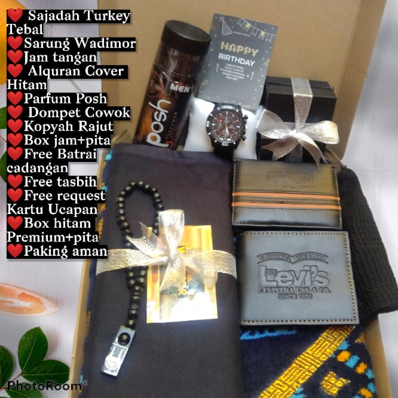 

❤️ TERLENGKAP ❤️ Hampers peralatan sholat pria, Hempers cowok,kado ulang tahun sajadah,jam tangan,