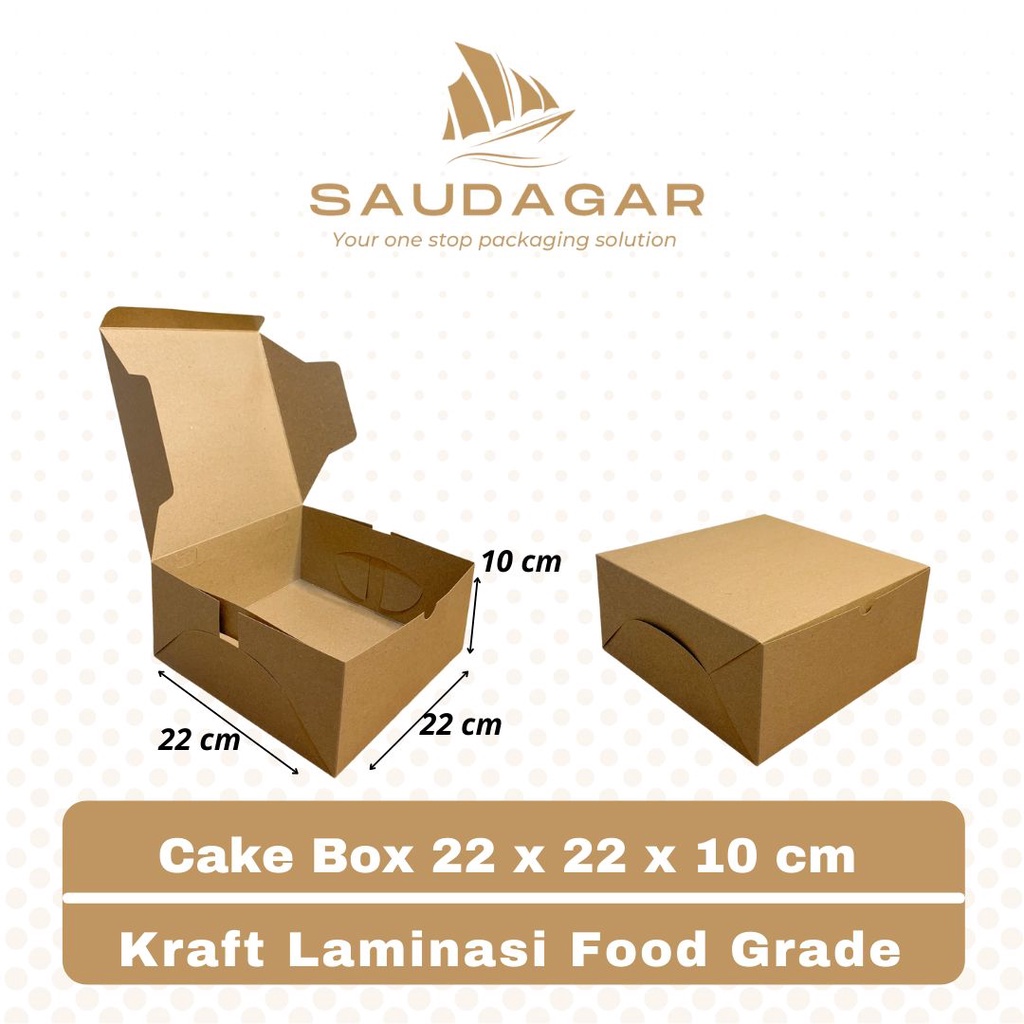 Cake box kraft laminasi / kotak kue bolu / tart / ulang tahun 22x22x10 cm