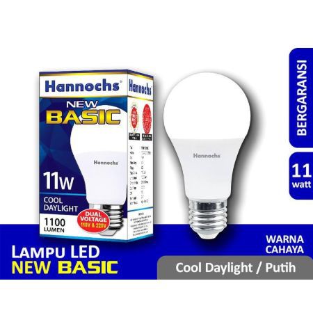 Lampu LED Hannochs Basic LED Bulb 11W Putih GARANSI