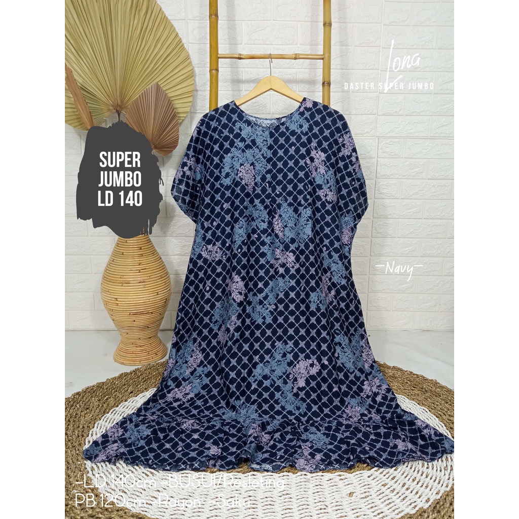LD 140cm (40 Motif) Daster SUPER JUMBO dan Daster Kaftan LD 150cm Ruffle (Part 1) Daster Rempel JUMBO Daster Viral-Lona Navy
