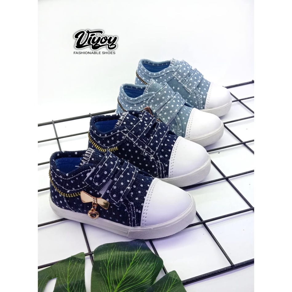 Sepatu snekers Anak Perempuan Polkadot Perekat Murah