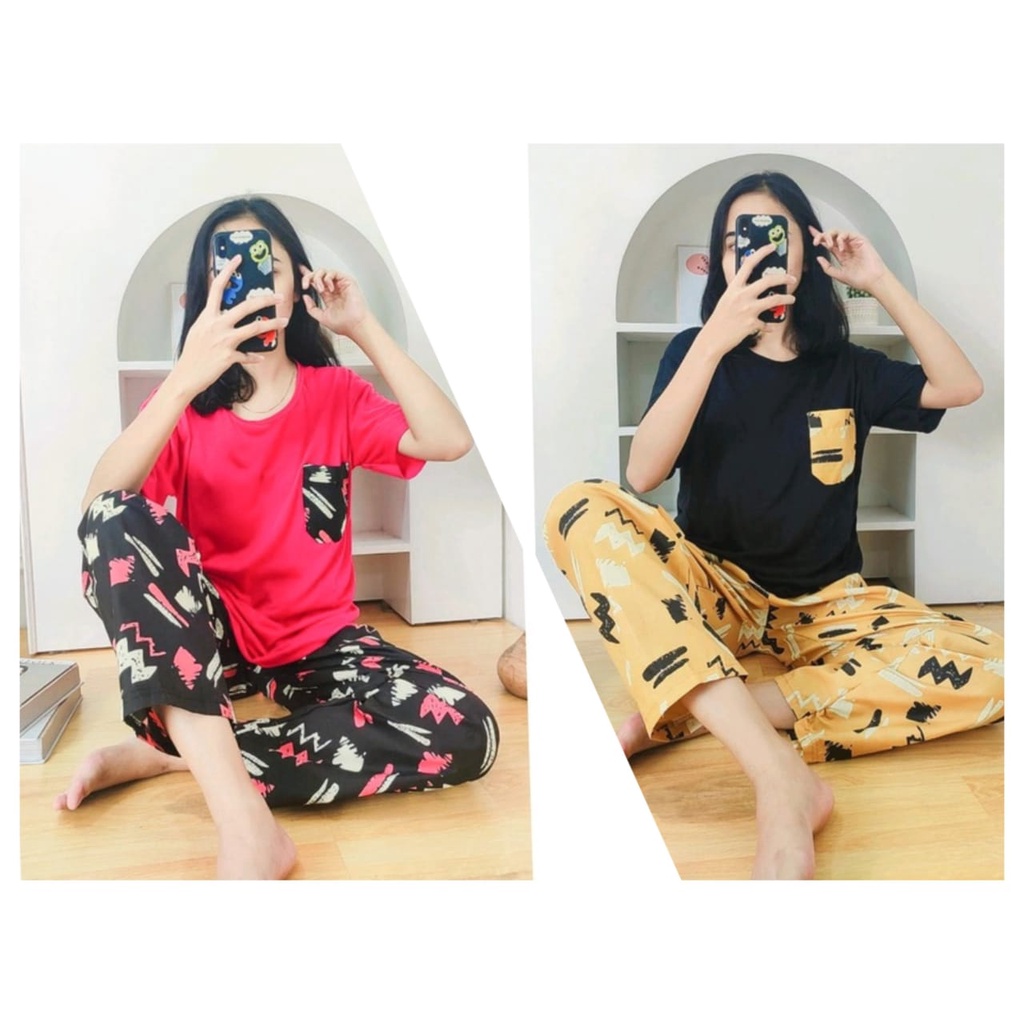 AZ.FS - ZFS OOTD Set Piyama Celana Panjang / LADY SET PIYAMA / Set Baju Tidur Wanita / Set Atasan Le