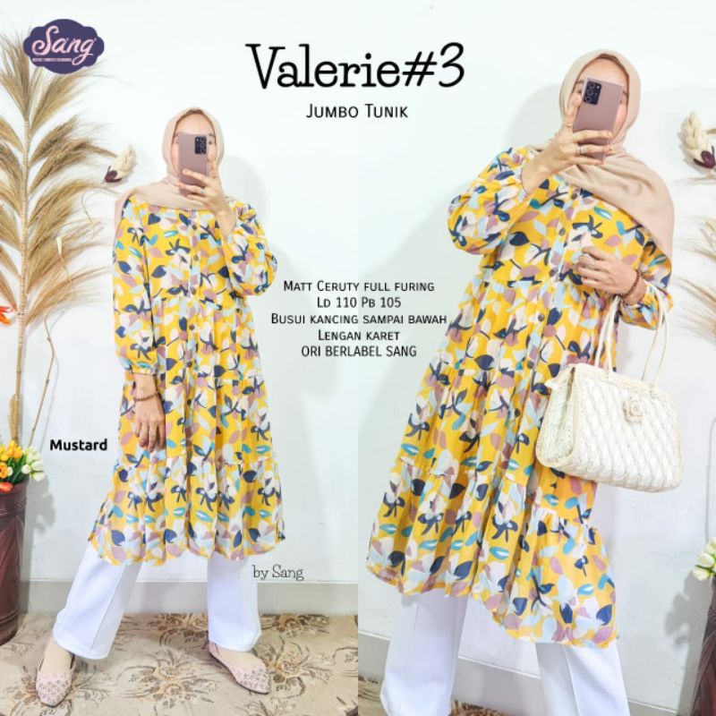 VALERIE #3 JUMBO TUNIK BY SANG / TUNIK JUMBO MOTIF FLORAL BERBAHAN CERUTY FULL FURING