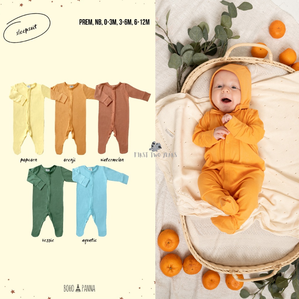 BOHOPANNA - SLEEPSUIT NB 0-3M 3-6M 6-12M - Baju Tidur Bayi