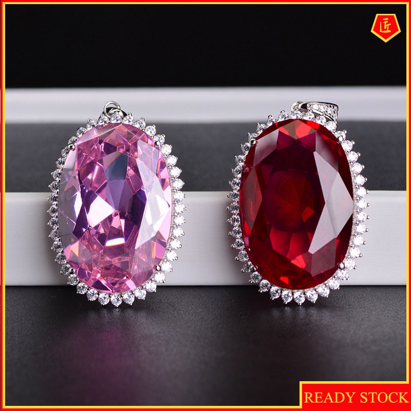 [Ready Stock]5 Karat Super Flash Pink Diamond Pendant European and American Luxury Ruby