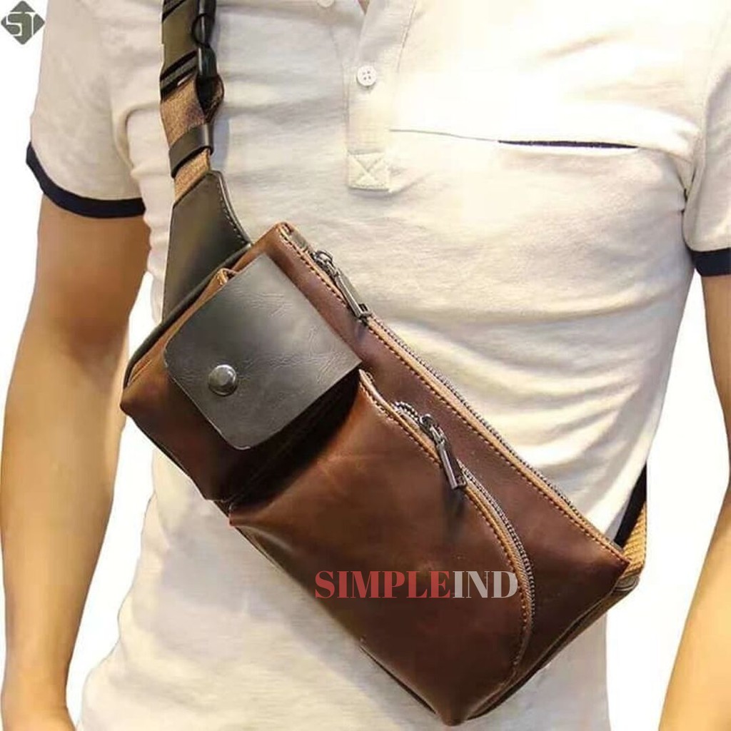 Tas Slempang Pria Tas Dada Sling Bag Men Chest Bag Tas Selempang Tas Kuliah Tas Santai Keren VERMONT