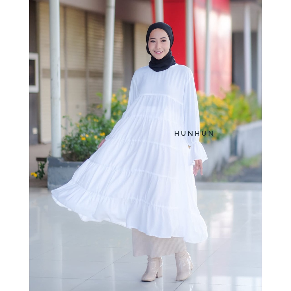 (TUNIK) Moana Long Tunik Rayon Premium/ Tunik Rayon Ruffle Pusatgrosir_solo/ cempaka tunik