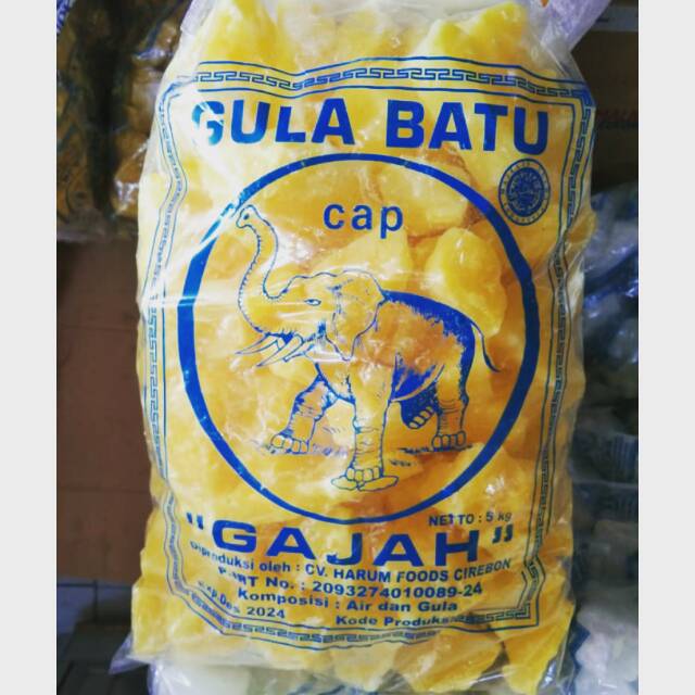 

Gula Batu Kuning CAP GAJAH Khas Cirebon Kemasan 5 Kg