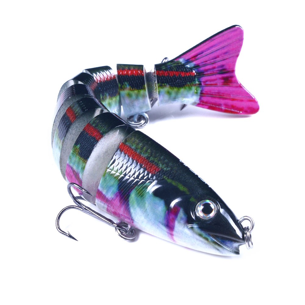 HENGJIA 1pcs umpan 8sections jointed minnow pancing swimbait crank ikan fishing lure floating baits