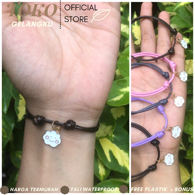 Gelang Karakter ( Awan Putih ) / Gelang Viral hits Kekinian / Gelang Tali Waterproof Anti Air / Gelang Wanita Pria untuk Couple bareng Pacar dan sahabat