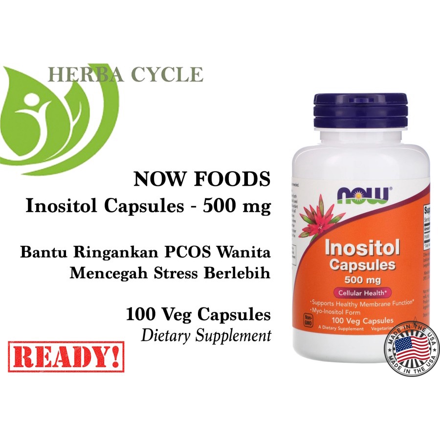 Now Inositol 500mg 100 Cap Kesehatan Sel, Anti Depresi, Kanker ORI USA Now Foods Inositol