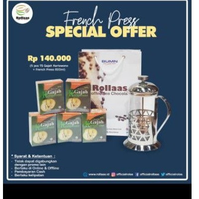 

paket teh seduh gajah 100gr bundling french press akebono 600ml