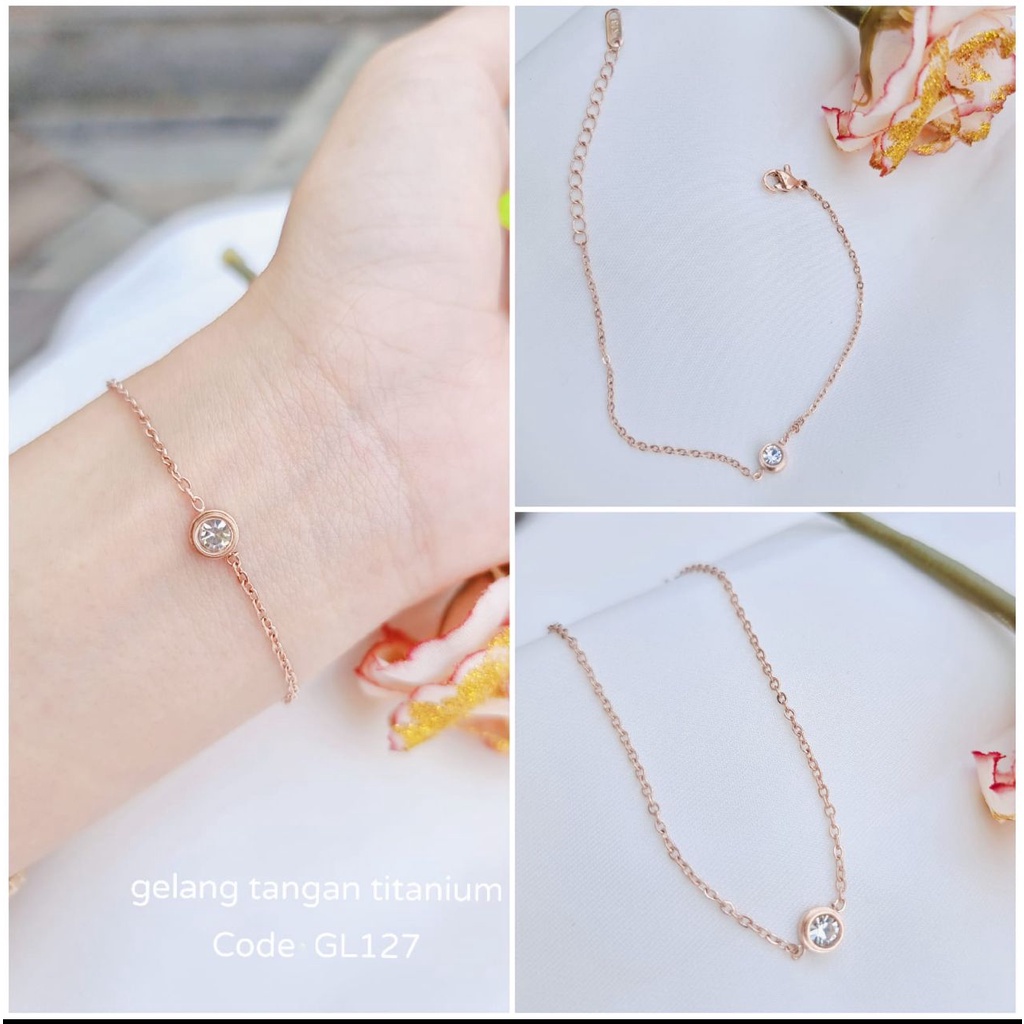 COD! gelang titanium little diamond simple anti karat import