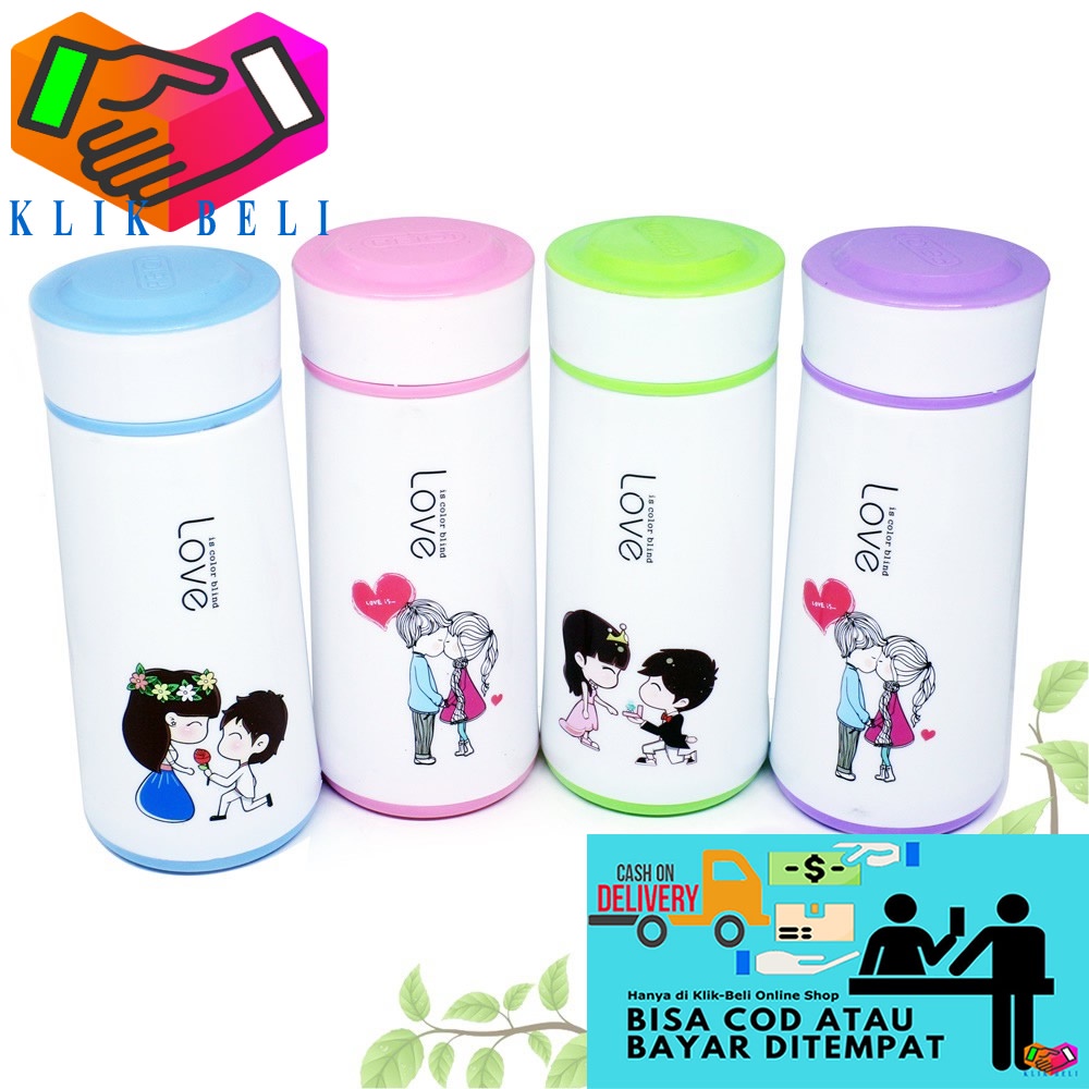 Botol Minum Kaca Motif Love 350ml Tumbler Bottle Glass Termos Animal