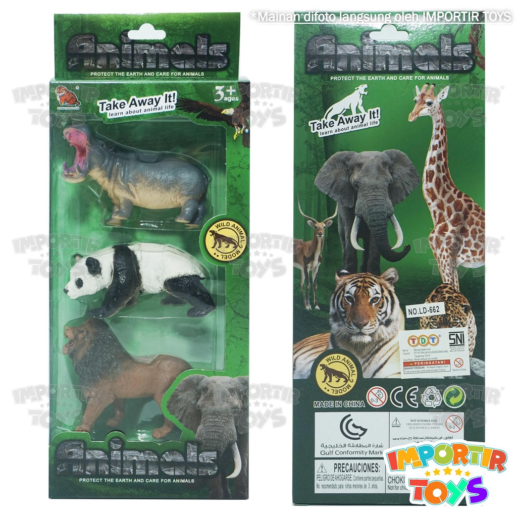 Mainan Anak Set 3 Pcs Hewan Animals Karet Edukasi Toys Berkualitas Figure Hewan Binatang