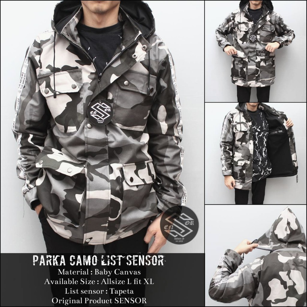 JAKET PARKA CAMO LIST SENSOR ~ JAKET PARKA TERMURAH