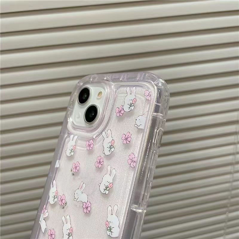 Case Motif Kelinci Hugging Untuk iPhone 12 13 11 Pro Max X Xs Max Xr