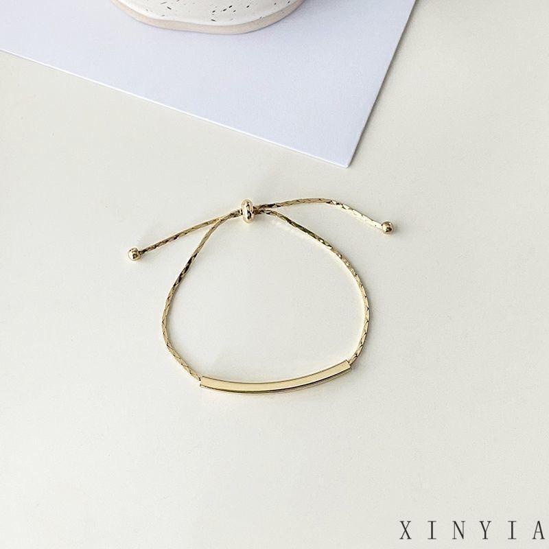 Xia.id Gelang Tangan Wanita Desain Huruf Emas Simple Adjustable