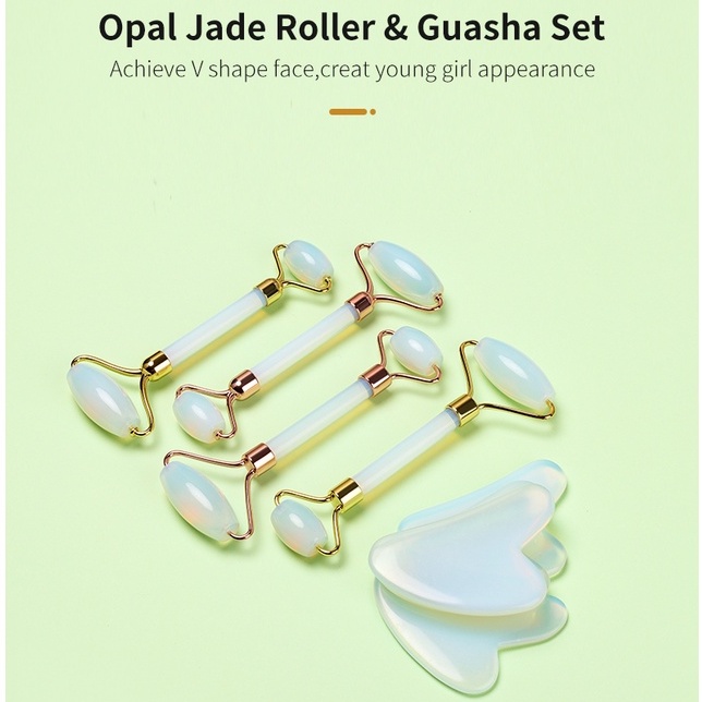 Gua Sha &amp; Roller Facial Massage - Opal Jade