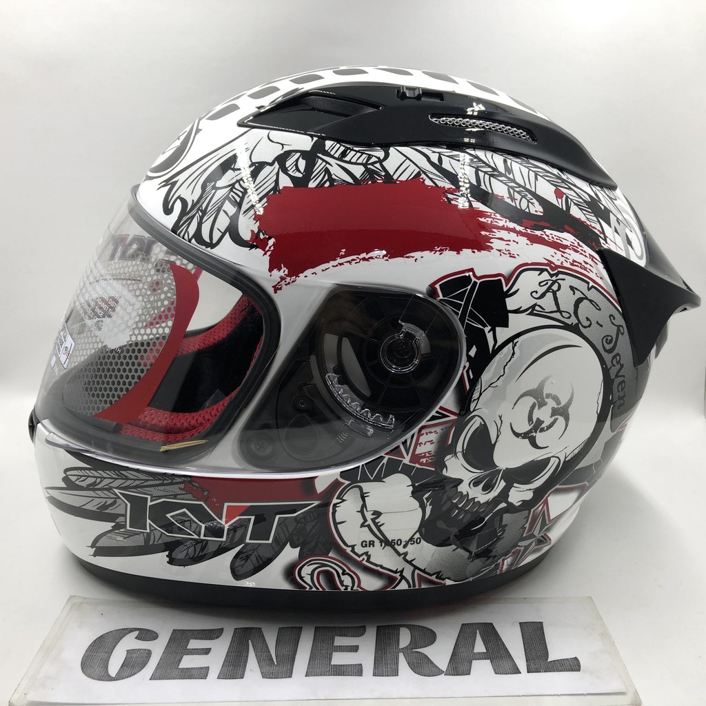 Helm KYT RC 7 RC Seven #13 White Black Red Putih Hitam Merah Full Face