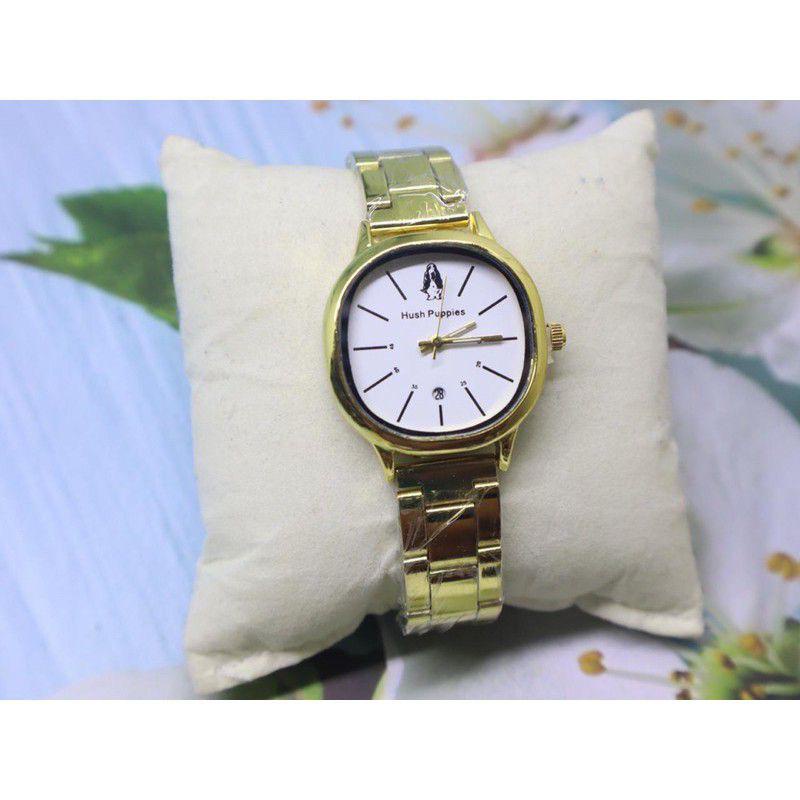 Jam Tangan Wanita Fashion Korea Hush Puppies Tanggal HP-30 Rantai Steel