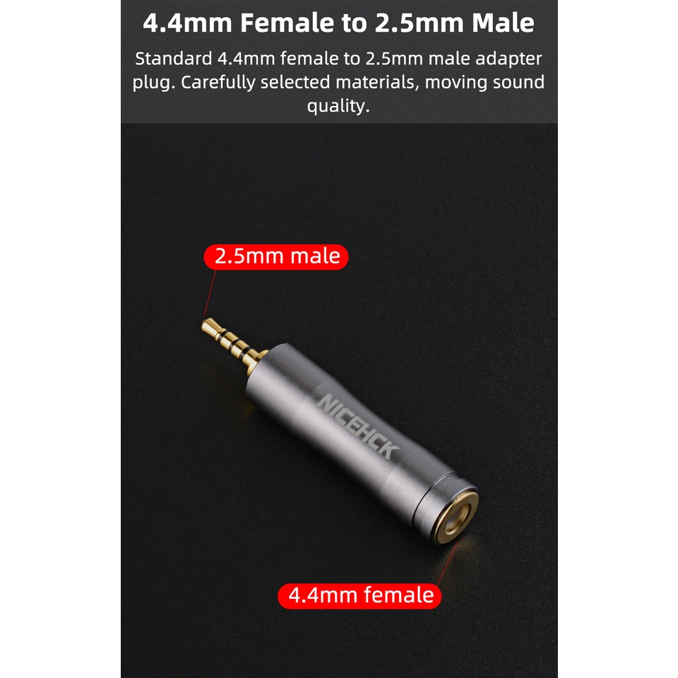 NiceHCK HIFI Earphone Adapter Plug 4.4mm Female to 3.5mm 2.5mm Male Wire Connector Gold-plated Audio Jack Earbud Accessories