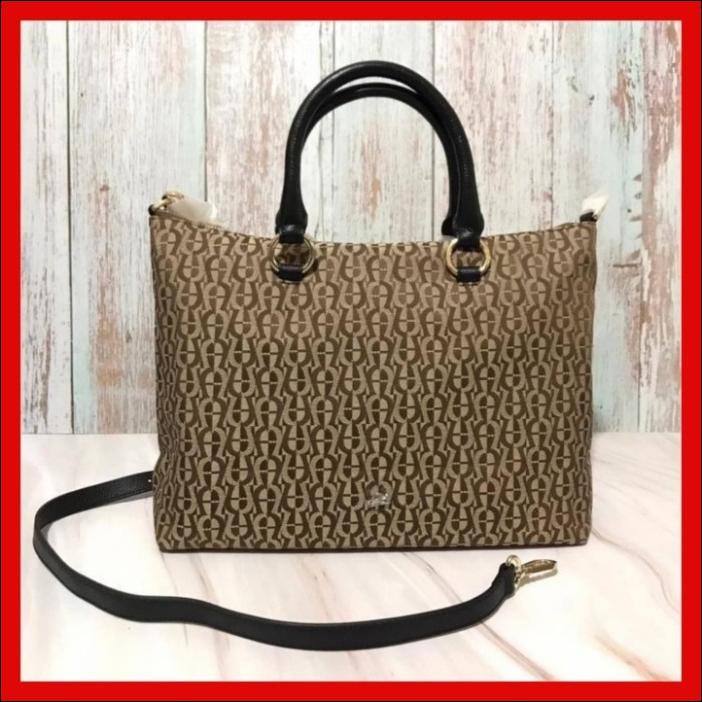 Bag Canvas - Jual Tas Aigner Commercial Tote Canvas Signature Brown. Branded Murah