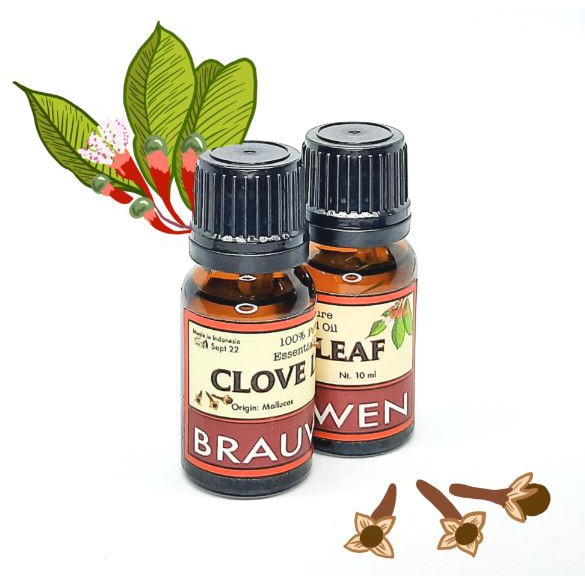 CLOVE LEAF ESSENTIAL OIL-MINYAK DAUN CENGKEH MALUKU BRAUWEN (10ml)