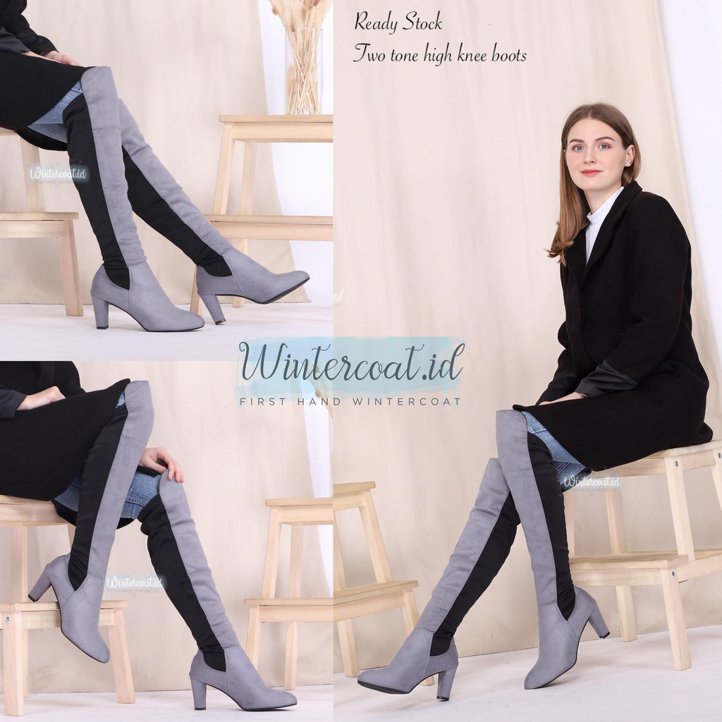 READY INDONESIA High knee boots overknee boots wanita women winter musim dingin heels