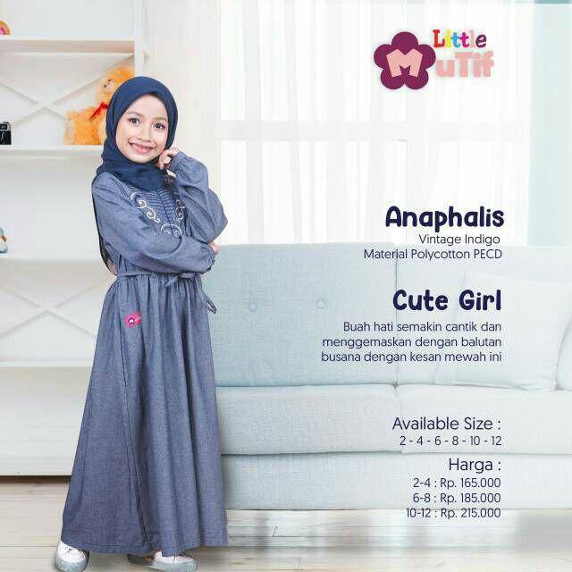 Gamis Anak Denim MUTIF LMG ANAPHALIS Free Masker Mutif