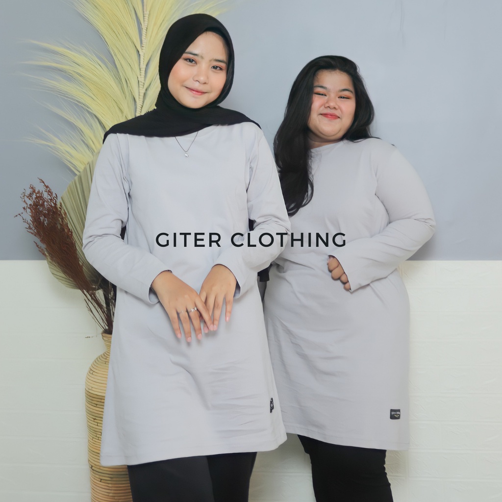 Kaos tunik - Giter Clothing - atasan wanita - kaos polos oversize - kaos wanita lengan panjang tunik muslimah