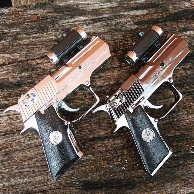 Korek Api Gas Unik Bara Desert Eagle Senter Laser