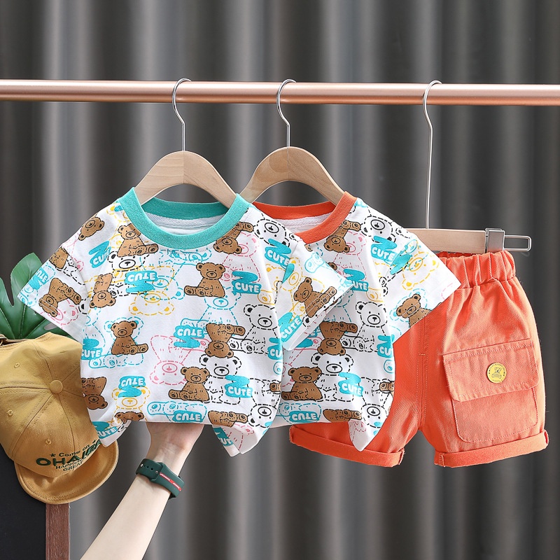 Setelan Anak Laki Laki CUTE Summer Set 2in1 Baju Anak Korean Style Import