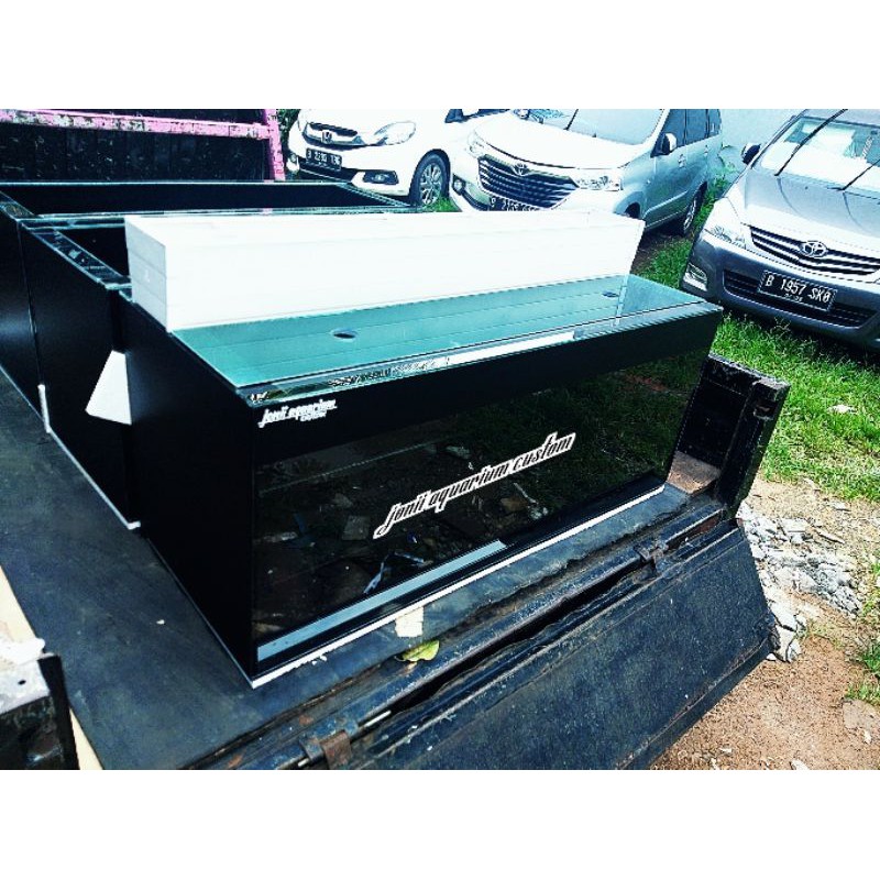 aquarium 100x40x40 8mm set filter talang dan tutup