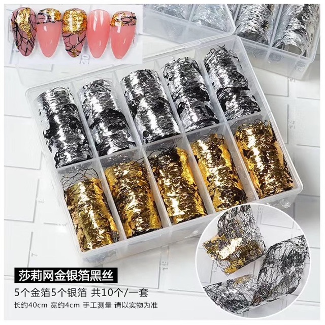 Nail string foil glass PREMIUM nailart hiasan paper foil nail art