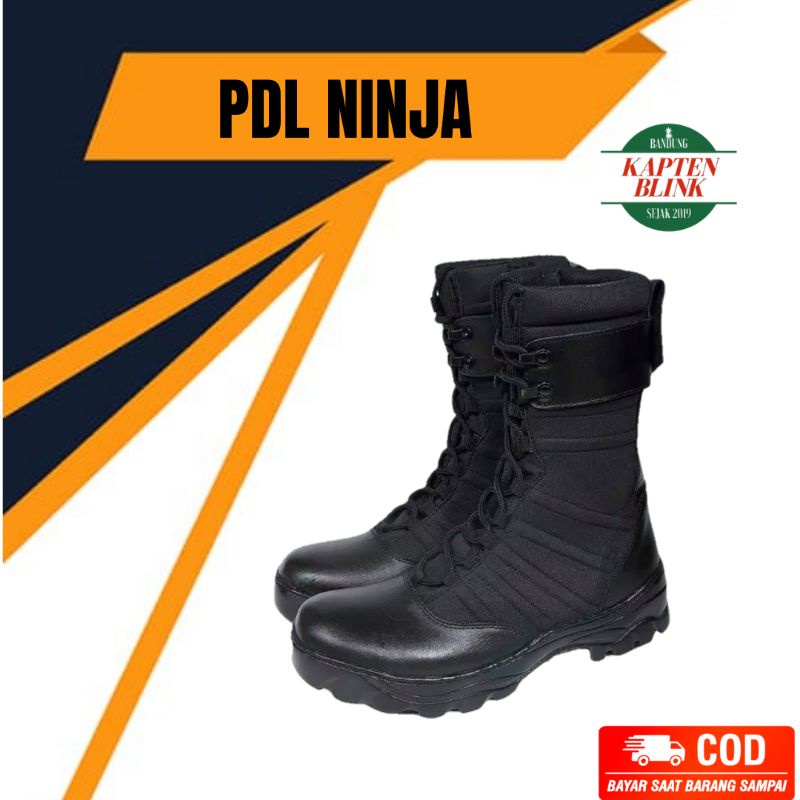 Sepatu PDL  Ninja Kulit Sapi Asli kombinasi canvas anti air sepatu brimob sepatu tni satpam
