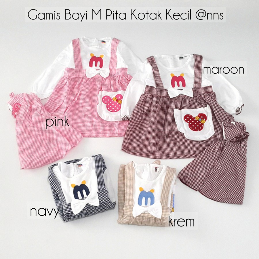 Baju Gamis Bayi Perempuan M Pita Kotak Kecil