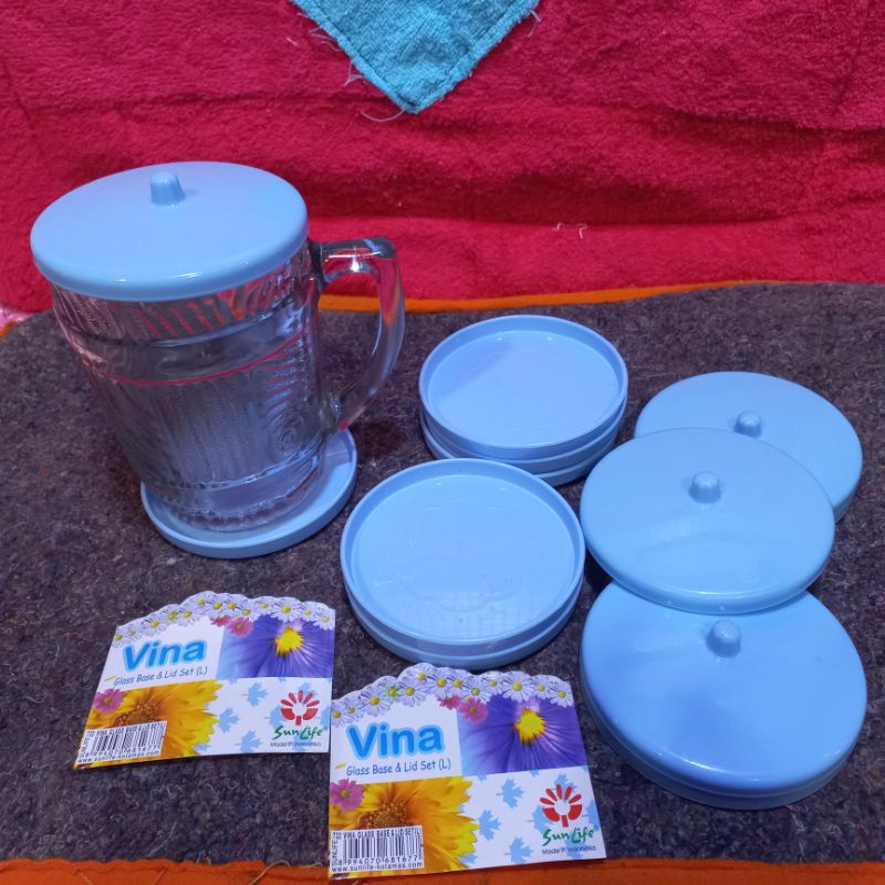 Tutup Cangkir & Mug / Tutup dan Tatakan Gelas Besar 6 Set