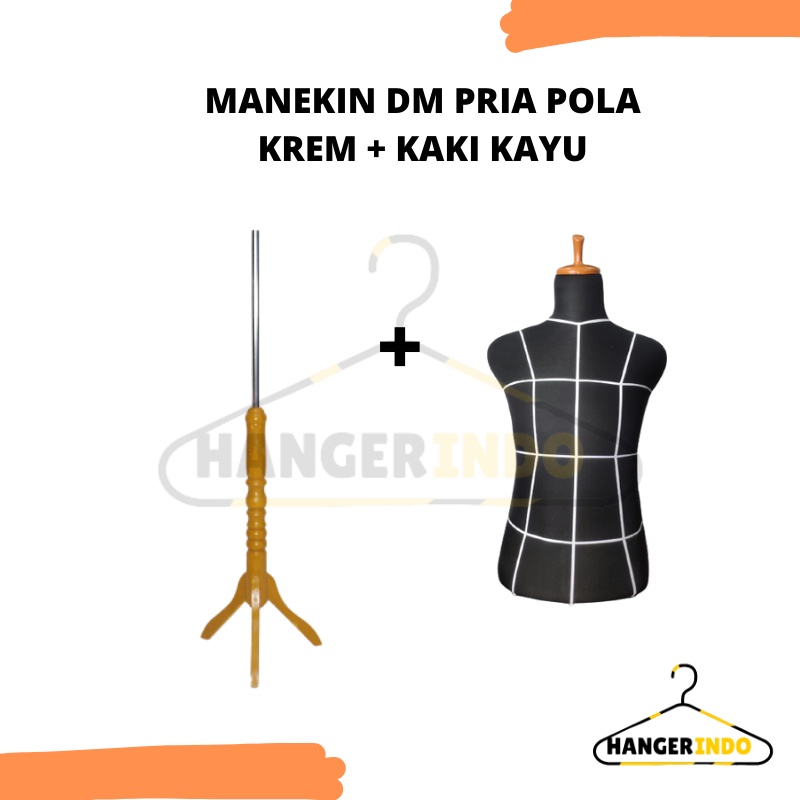 Manekin Pria DM Pola Hitam Kaki Kayu | Manekin Jas | Manekin Pria Dewasa | Manekin Setengah Badan Pria | Patung Baju Pria | Patung Manekin Cowok