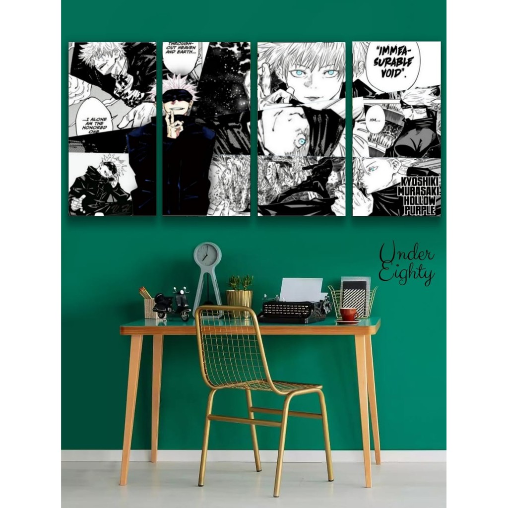 Walldecor Manga / Anime Jujutsu Kaisen series 1 Satu set 4pcs Murah Unik