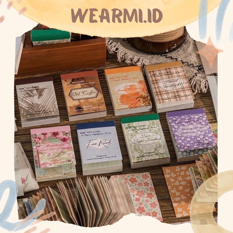 

50 lembar Kertas Buku Pack Flower Pattern Grid Notebook Tekstur Vintage Aesthetic Colorfull Scrapbook Bujo Jurnal DIY Wearmi