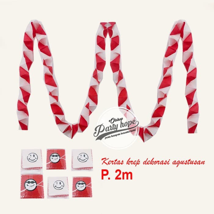 

kertas krep merah putih zig zag / hiasan 17 agustus krep merah putih / dekorasi hut ri