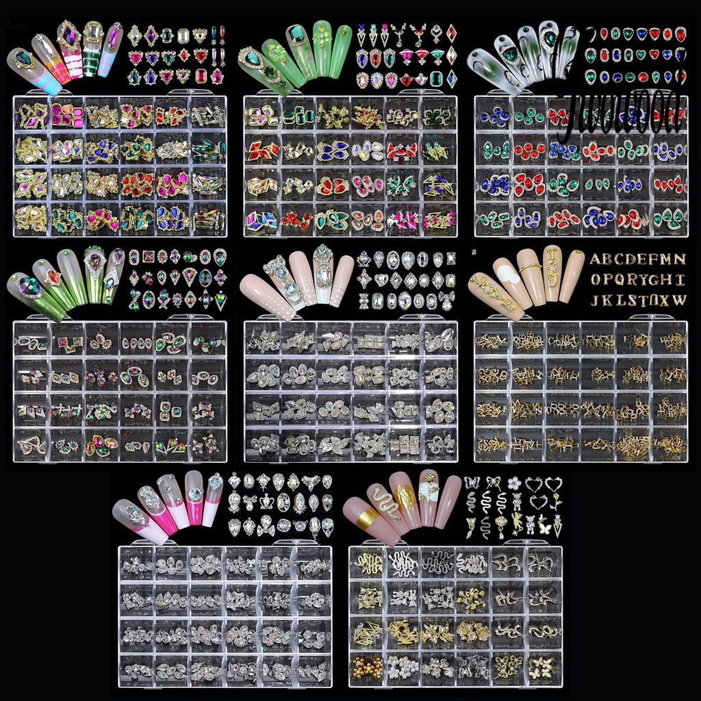 1 Kotak Ornamen Kristal Berlian Imitasi Glitter Bentuk Hati Multi Fungsi Untuk Nail Art