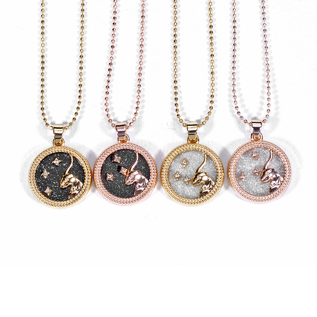 Kalung liontin zodiac wanita rose gold emas model korea terbaru lucu cantik imut hadiah kado ultah