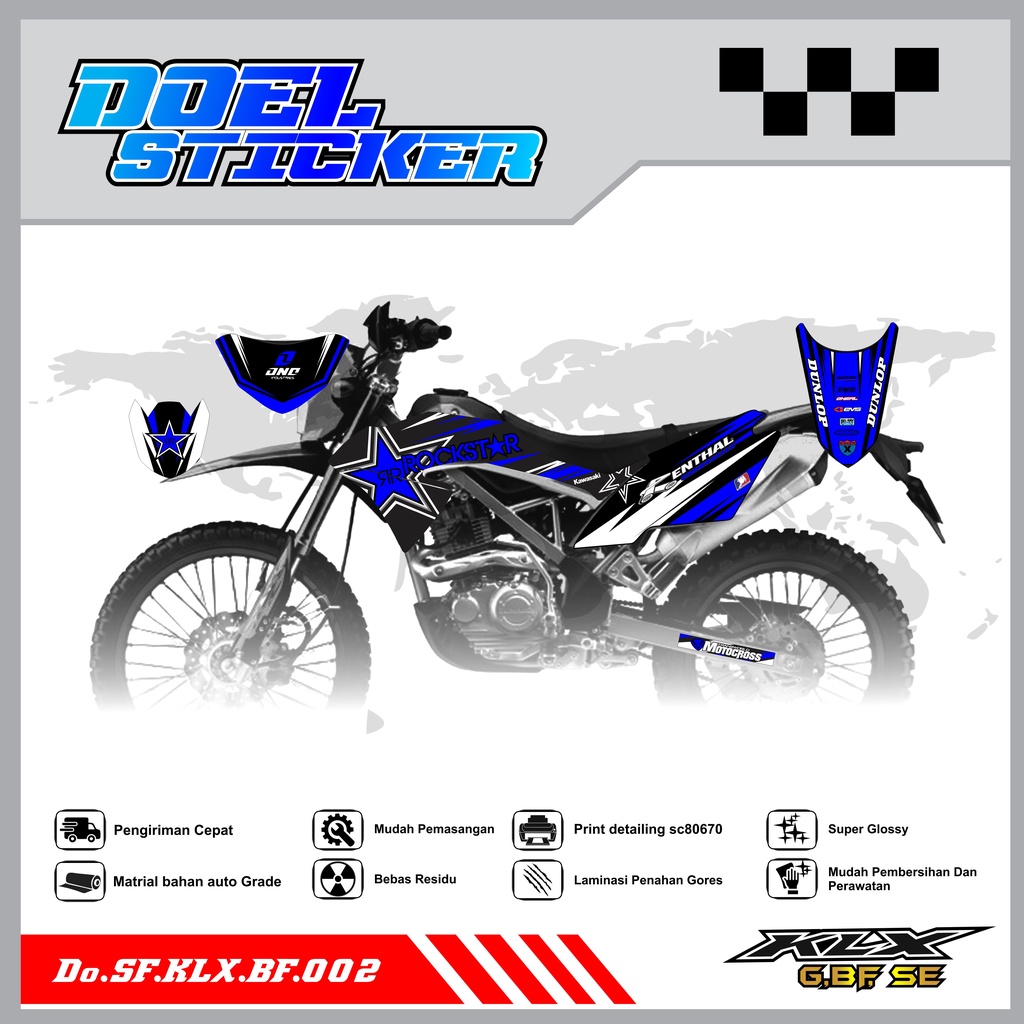 Sticker Striping Honda KLX 150 G , BF , SE Lama List Variasi Hologram , Crome Doel 002